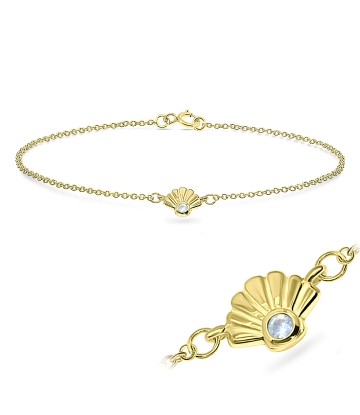 Shell Gold Plated Silver Anklet ANK-550-GP